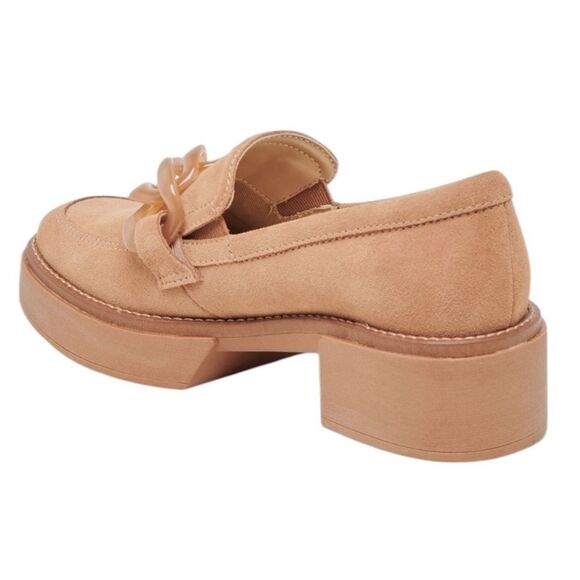 NWT DOLCE VITA‎ SHEENA TAN/BROWN SUEDE HEELED LOAFERS WOMENS SIZE 9